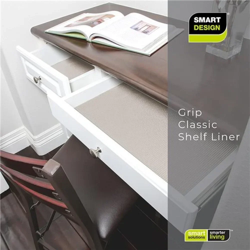 Smart Design Classic Grip Shelf Liner - 12 Inch x 60 Feet Total (Set of 6 Rolls)
